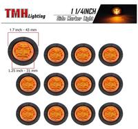 12 Pcs TMH 1 1/4 Inch Mount Amber LENS & Amber LED Clearance Markers